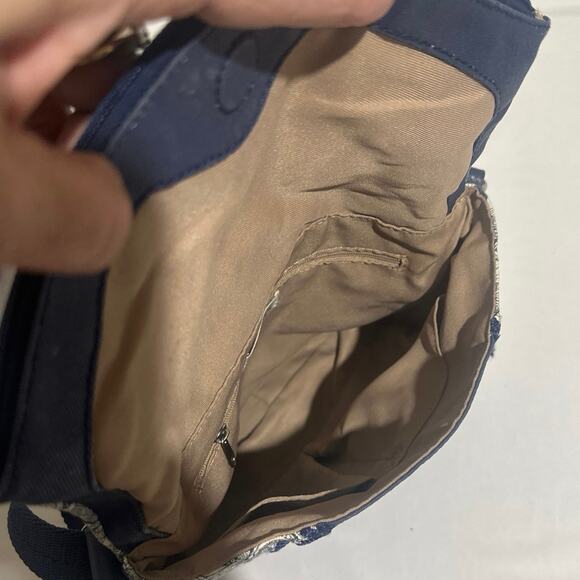 Sakroot Canvas Fold Over crossbody Hand bag clean blue& white W/owl & charms - Picture 5 of 16